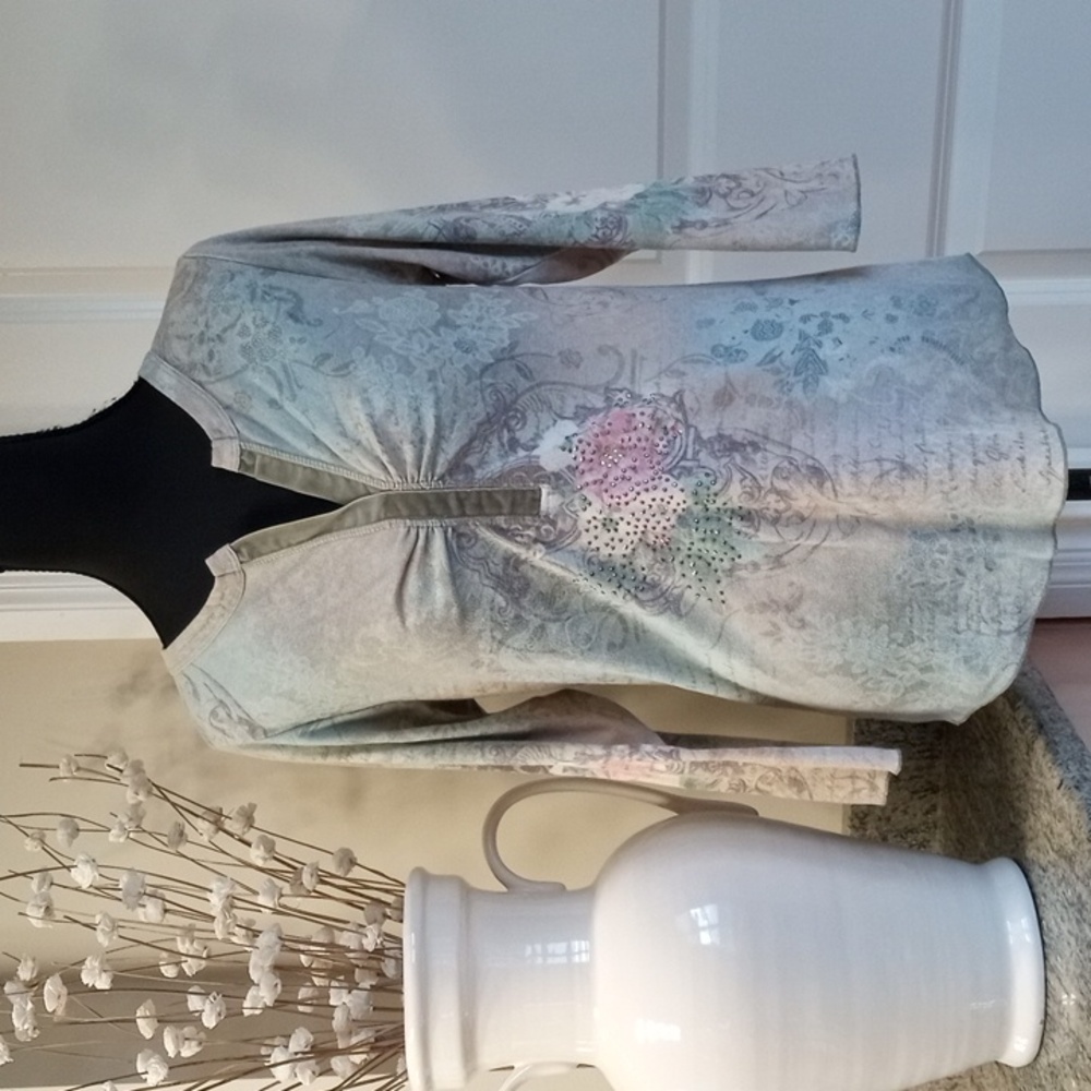 One World Soft Patterned Top With Embellishments … - image 1